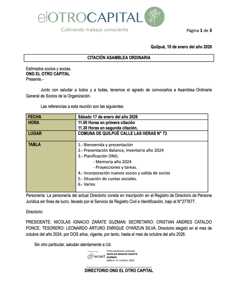 asamblea general enero 2026